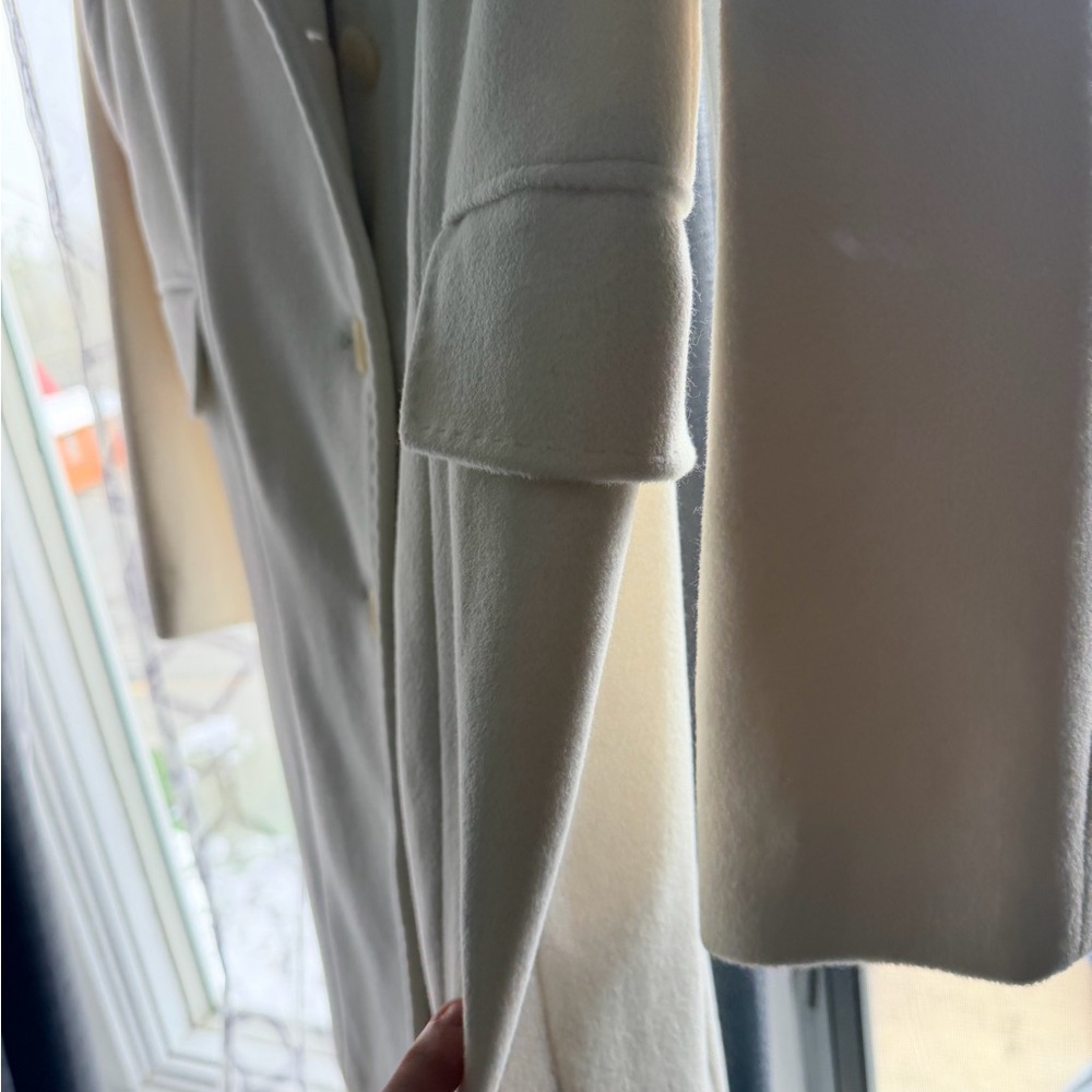 Calvin Klein Cream Single-Breasted Wool-Blend Long Coat - Picture 7 of 13